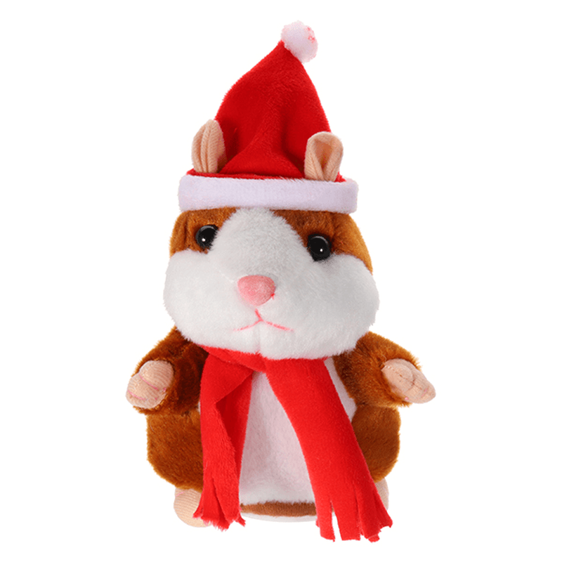 18CM Lovely Talking Hamster Christmas Plush Toy Speak Talking Sound Record Hamster Talking Toys