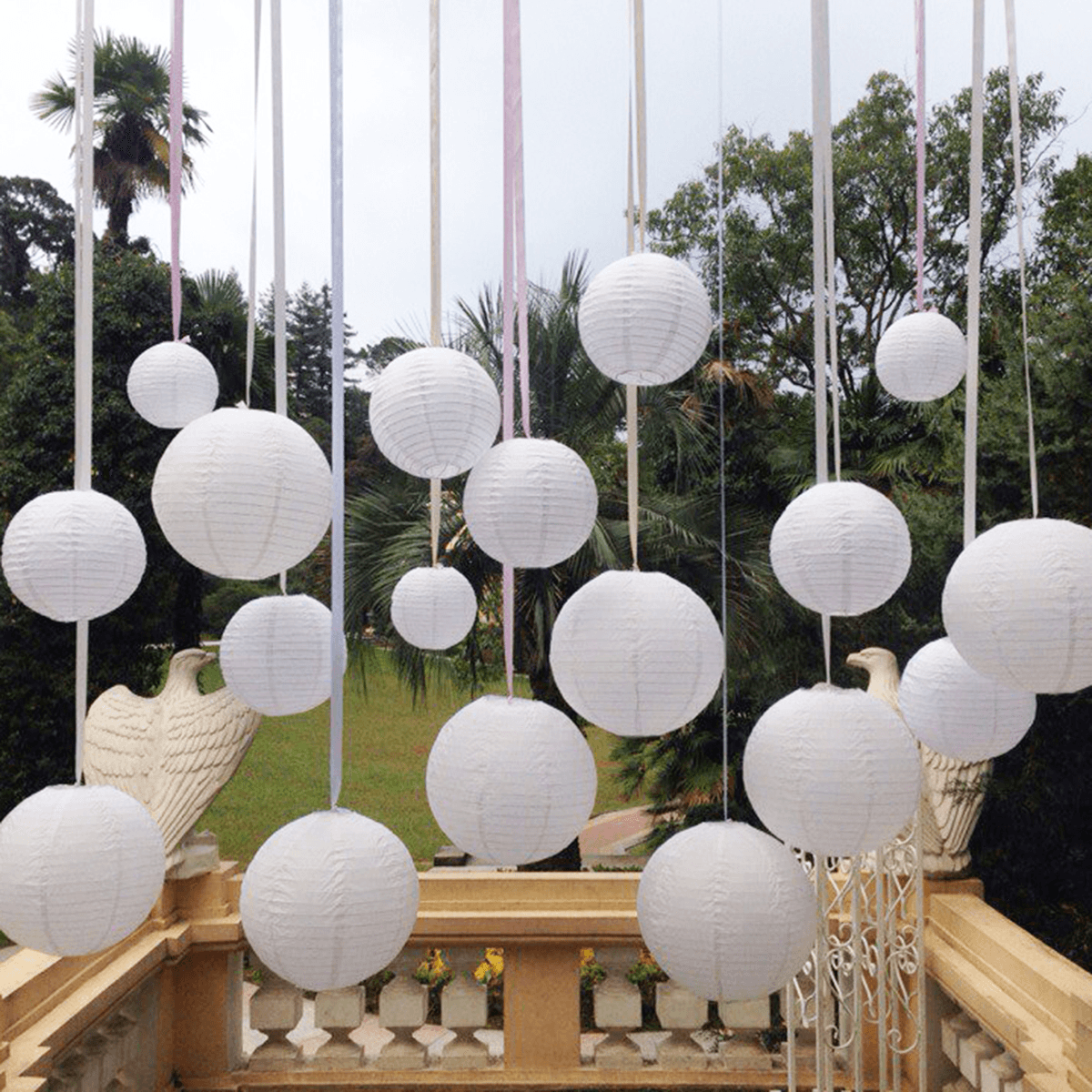 10Pcs 4"/8"/12"/16" Lot White Color Paper Lanterns Wedding Party Decorations US