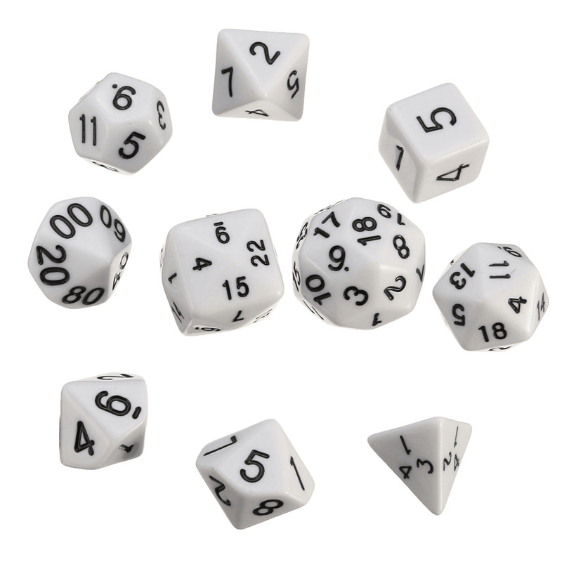 Juego de 10 dados multicara D4-D30 para juegos de rol, 8 colores