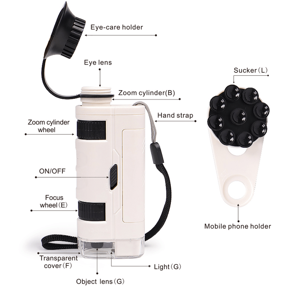 Microscope optique portable haute définition 120X pour l'école primaire et les jeux en plein air pour enfants, microscope d'enseignement scientifique expérimental en biologie, jouet pour enfants, cadeau