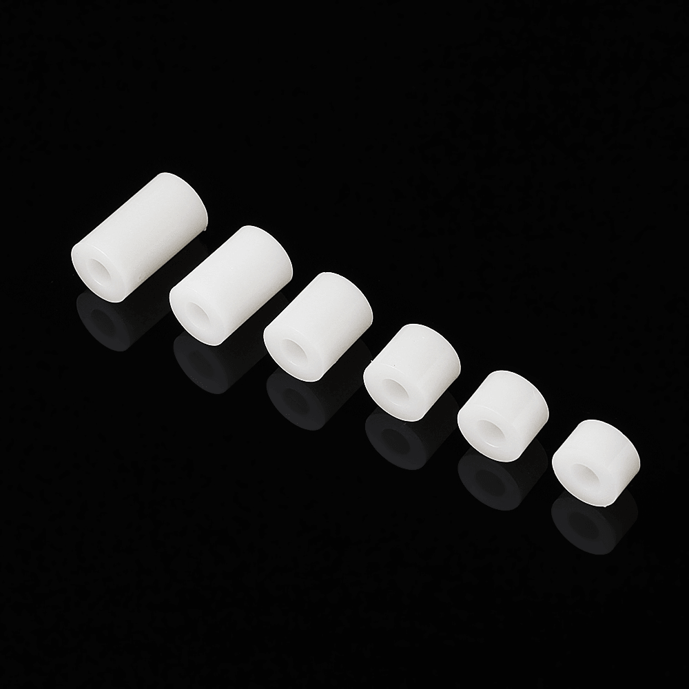 100 piezas M3 de nailon blanco ABS sin rosca espaciador hueco redondo para placa PCB 4/5/6/8/10/12 mm