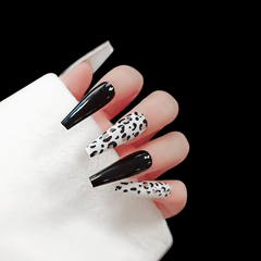 24 Pcs/Set Extra Long Ballerina False Nails Fluorescent Leopard Print Women Full Cover Nails