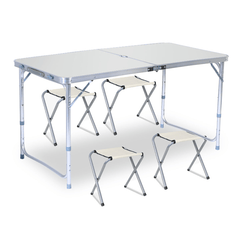 Table pliante portable en alliage d'aluminium 120 x 60 cm, hauteur réglable, pour barbecue, camping, pique-nique, intérieur et extérieur