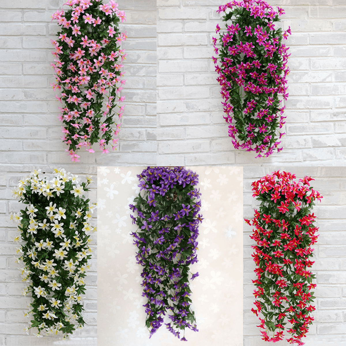 1 bouquet de fleurs de lys artificielles en soie, guirlande de vigne, décorations de mariage à suspendre pour la maison 