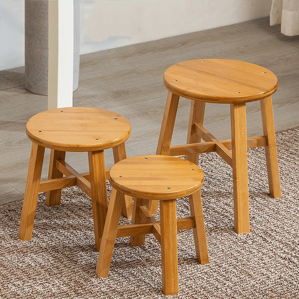 1 tabouret en bambou, chaise en bois, repose-pieds de pêche, chaussures de ménage, repose-pieds rond, tabouret bas, table à thé, canapé