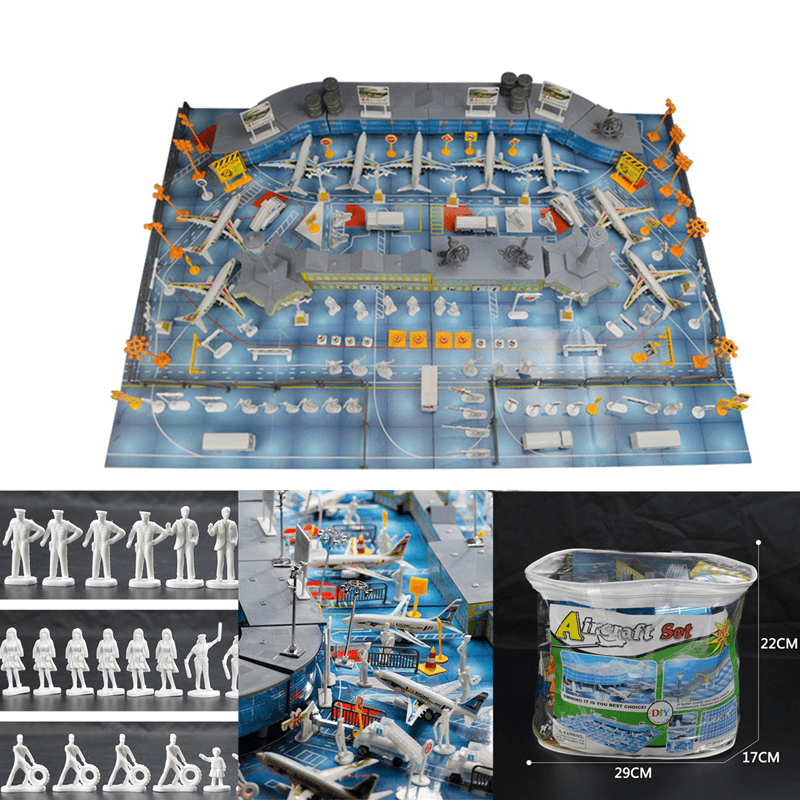 Ensemble de 200 pièces de jouets de simulation de scène d'aéroport, modèle d'avion, jouets pour enfants, cadeau décoratif