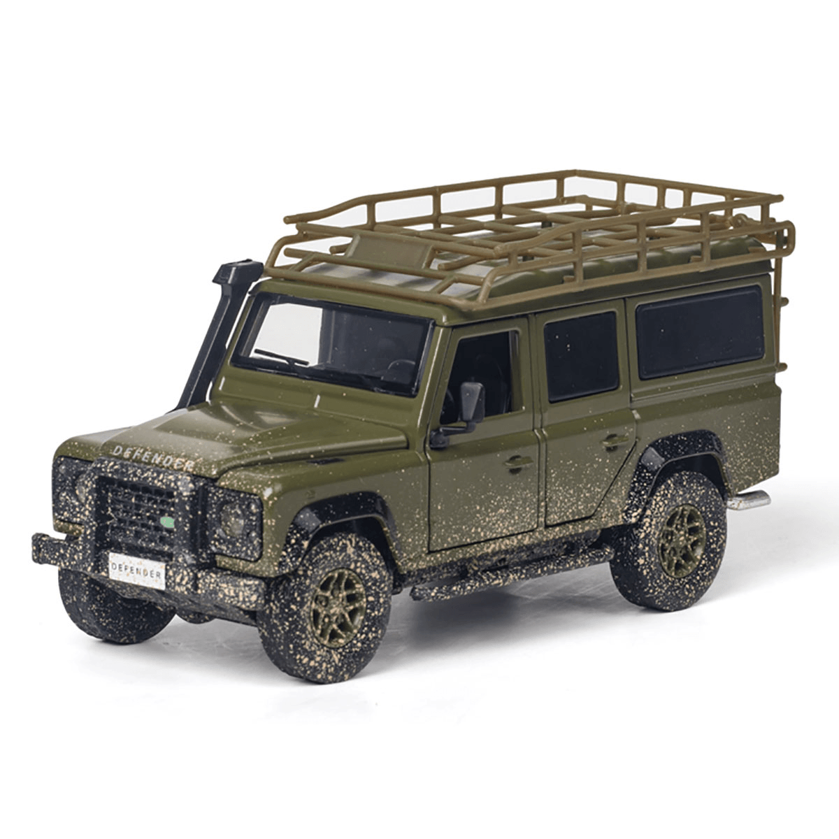 1:32 Alloy Land Rovers Defenders Rear Wheel Pull Back Diecast Car Model Toy with Sound Light for Gift Collection