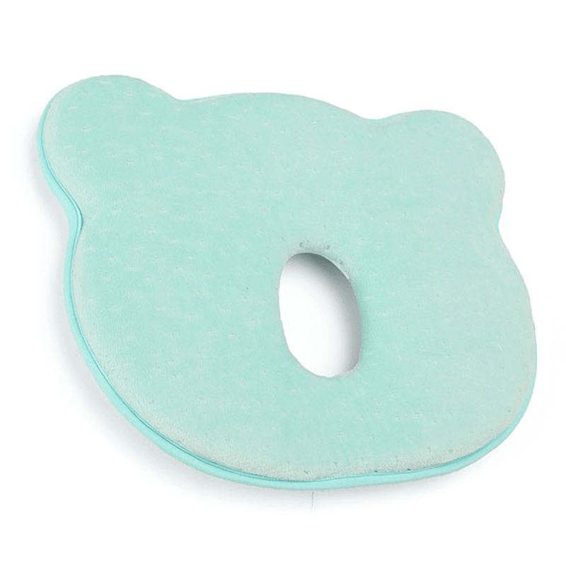 Almohada correctora para cabeza y vértebra cervical de algodón viscoelástico para recién nacidos, 22 x 26 x 3,5 cm, color azul y rosa