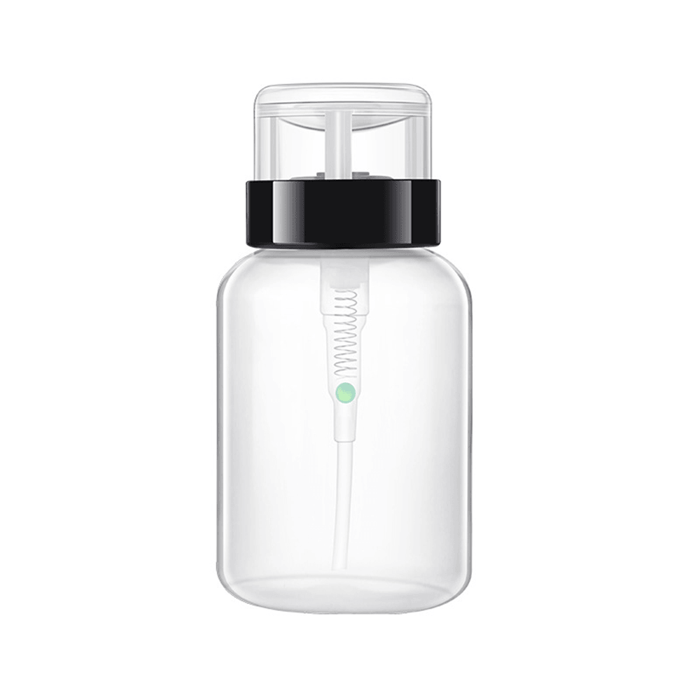 1 bouteille vide rechargeable en plastique de 200 ml pour dissolvant de vernis à ongles, bouteille distributrice de liquide à pression pour alcool, nettoyant pour gel UV pour nail art