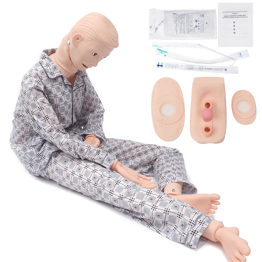 1 maniquí masculino de entrenamiento de enfermería multifuncional avanzado, modelo médico, maniquí de paciente