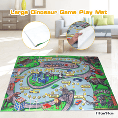 Jouets de dinosaures Figurines de dinosaures avec tapis de jeu et arbres d'activités, ensemble de jeu éducatif réaliste pour dinosaures pour créer un monde de dinosaures comprenant Triceratops, Velociraptor, pour enfants, garçons et filles