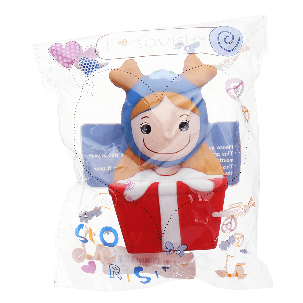 Christmas Elk Girl Squishy 14*7CM Slow Rising Soft Toy Gift Collection with Packaging