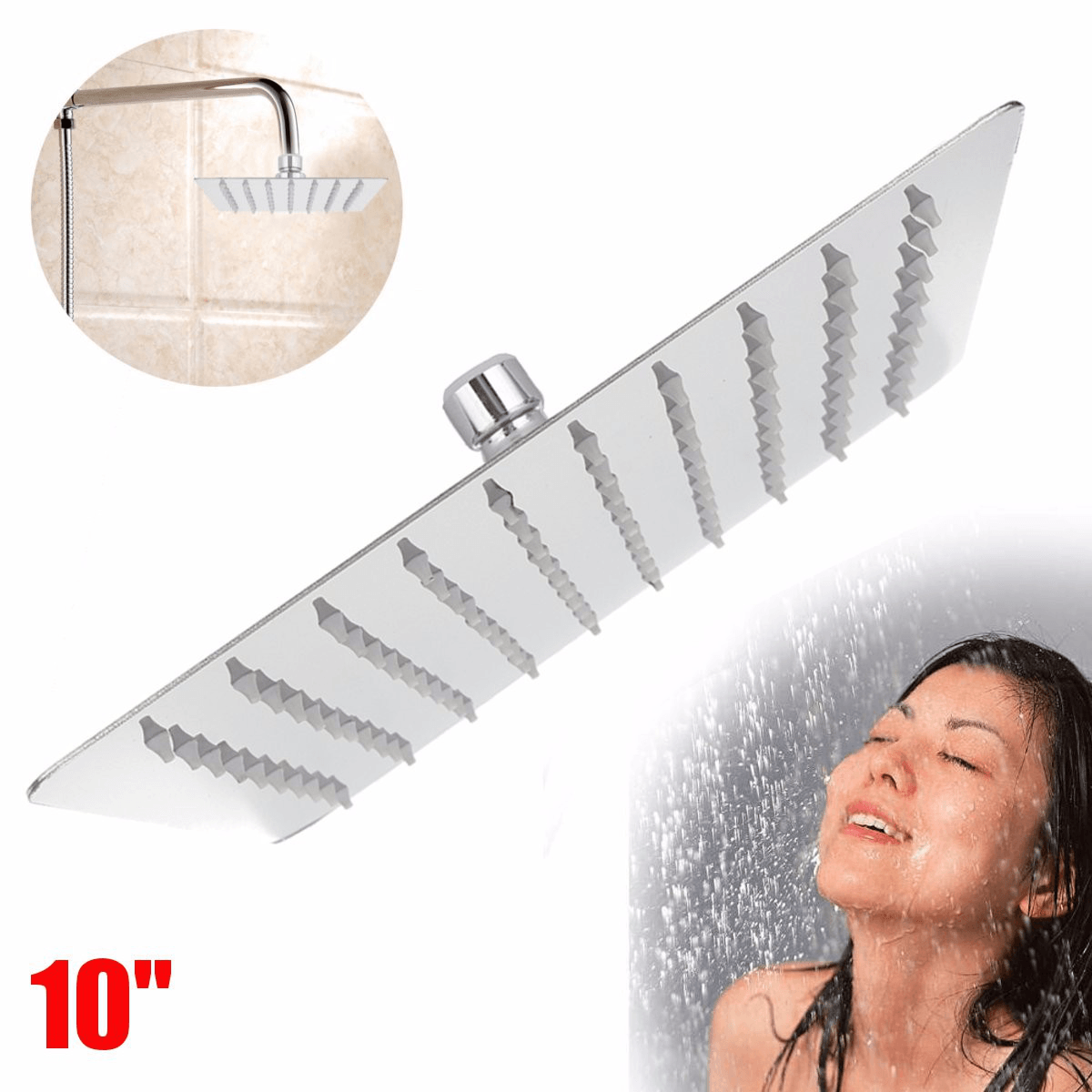 Pommeau de douche à jet carré de 10 pouces 25 x 25 cm en acier inoxydable 304 à haute pression