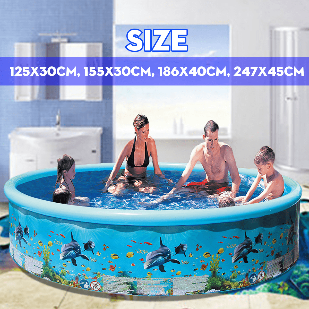 Piscina inflable retráctil de 125/155/186/247 cm, gran piscina familiar de verano para jugar al aire libre, suministros para fiestas para niños y adultos