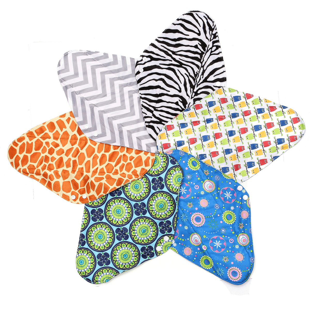 6Pcs 12'' Reusable Charcoal Bamboo Cloth Menstrual Sanitary Pads Panty Liner Maternity Mama Pads