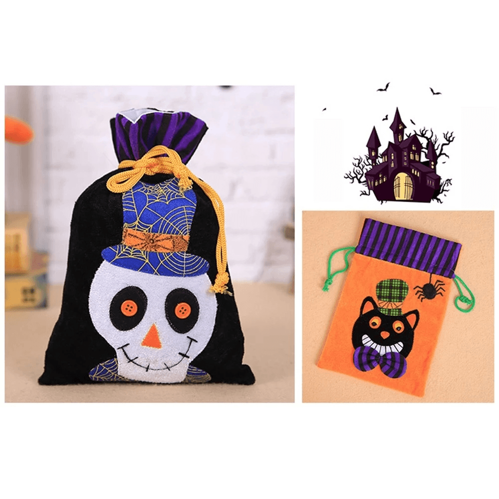 Bolsa de regalo de terciopelo para envolver dulces de chocolate para niños de Halloween