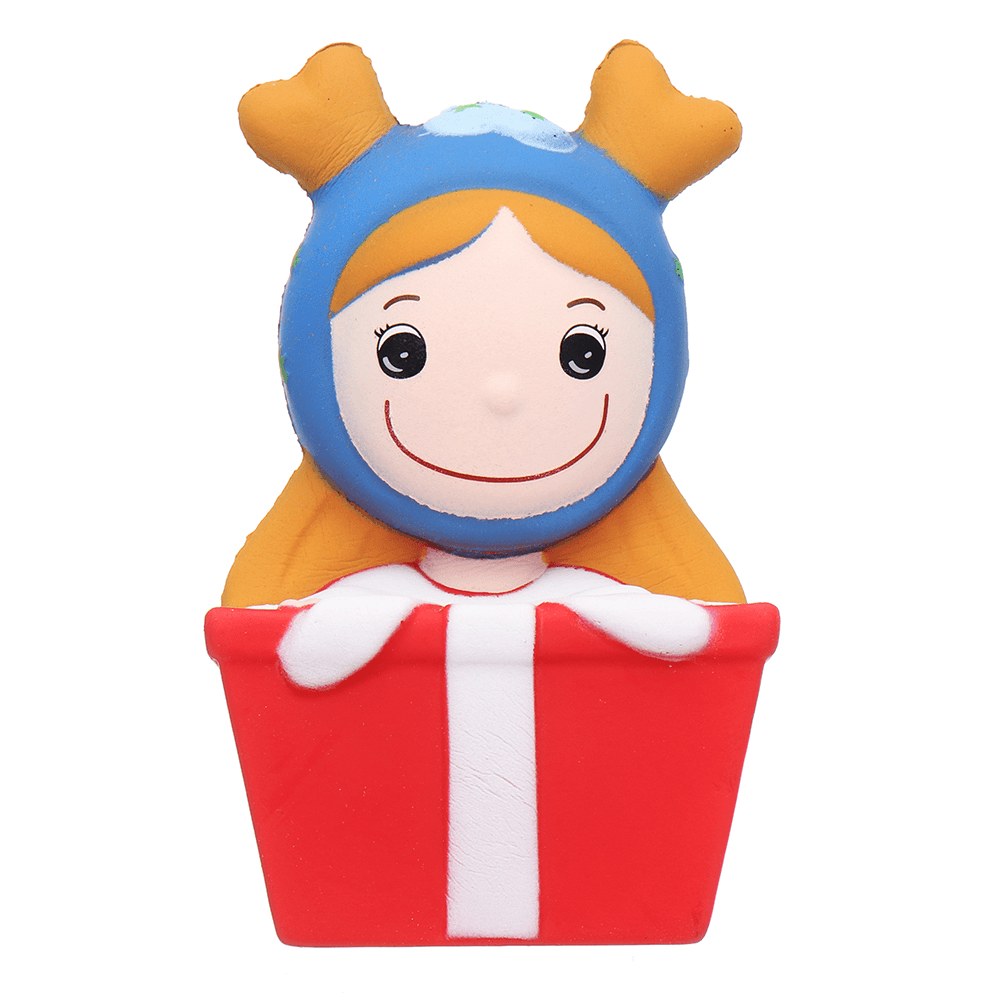 Christmas Elk Girl Squishy 14*7CM Slow Rising Soft Toy Gift Collection with Packaging