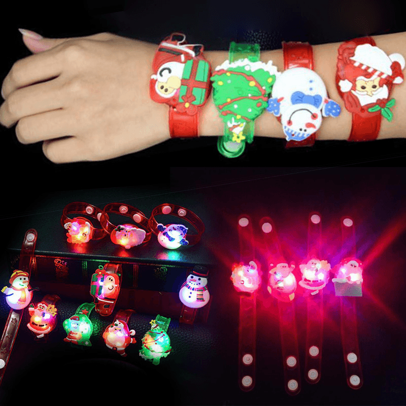 Pulsera luminosa con luz LED para niños, regalo de Navidad, pulsera con flash de dibujos animados, juguetes de decoración