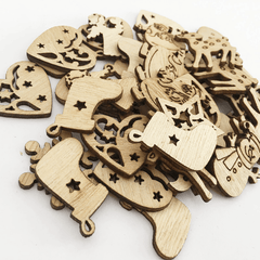 100PCS Wooden Piece Cartoon Cute Creative DIY Cutouts Craft Embellishments Wood Ornament Decorations