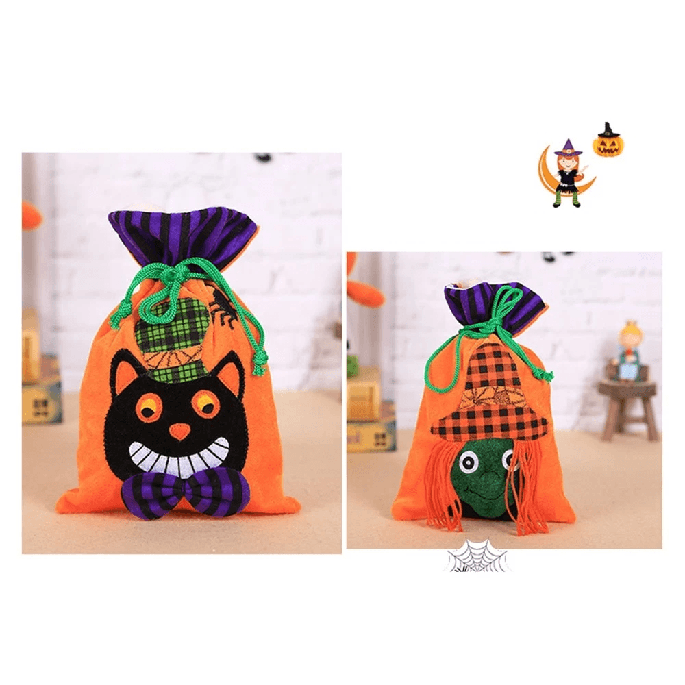 Bolsa de regalo de terciopelo para envolver dulces de chocolate para niños de Halloween