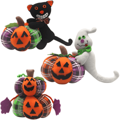 Muñeco de peluche de Halloween de 30 cm, calabaza, fantasma, gato negro, muñeco de fiesta de dibujos animados