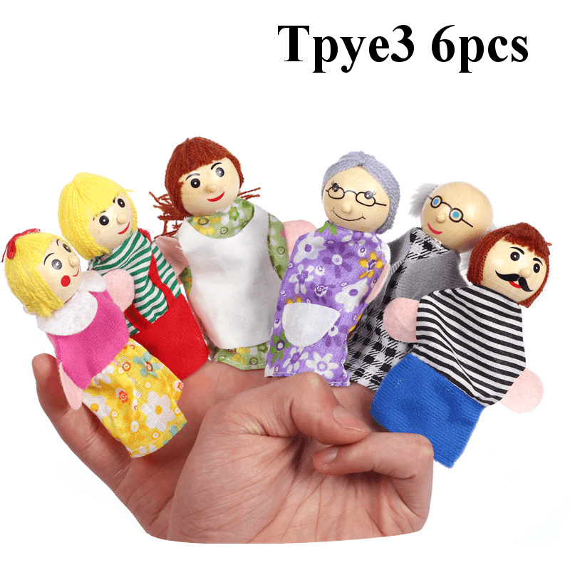 Juego de 7 tipos de marionetas de dedo familiares para Navidad, muñecos de tela suave para niños, regalo para niños, juguetes de peluche