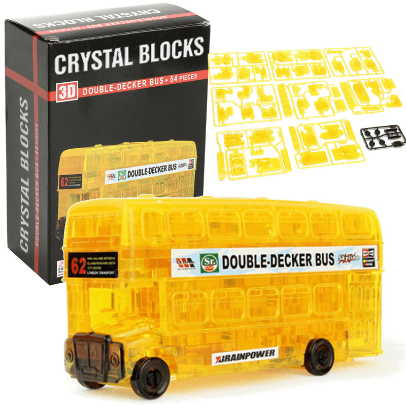 Rompecabezas de cristal 3D con coeficiente intelectual creativo, bloques para ensamblar, modelo de autobús y coche, juguetes para hacer uno mismo