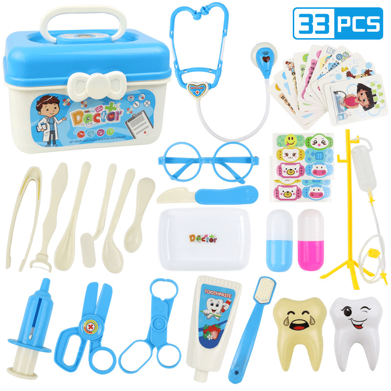 30/33/34/38/45/51Pcs Simulation Medical Role Play Pretend Doctor Game Equipment Set Early Educational Toy with Box for Kids Gift