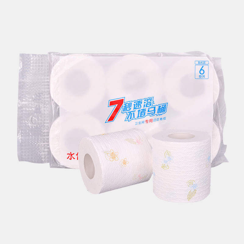 6 Rolls Printing 7-Second Roll Paper Toilet Paper Hotel Soft Hydrated Wood Pulp Toilet Pape