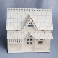 DIY Wooden Blocks Assembly Doll House Model Toys for Kids Gift