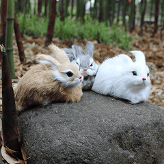 Conejo de peluche blanco mini realista de 15 cm, lindo y realista, conejito de Pascua peludo, juguete de peluche