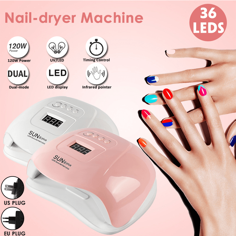 Machine de luminothérapie pour ongles 120 W Séchage rapide Vernis à ongles indolore Cuisson de colle Lampe UV