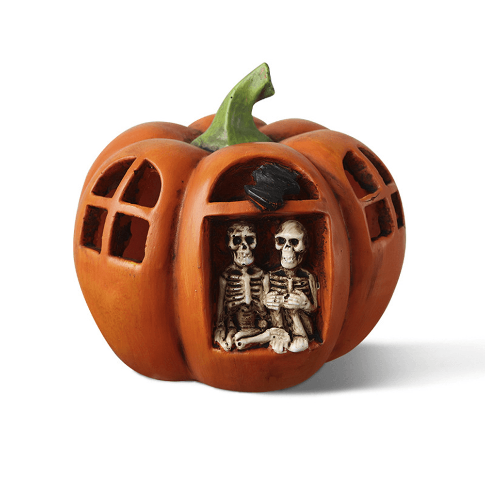 Halloween Creative Pumpkin Skull Lantern Home Props Decoration Toy with LED Lights for Bar Secret Room Haunted House Decoration Ghost Festival Mall