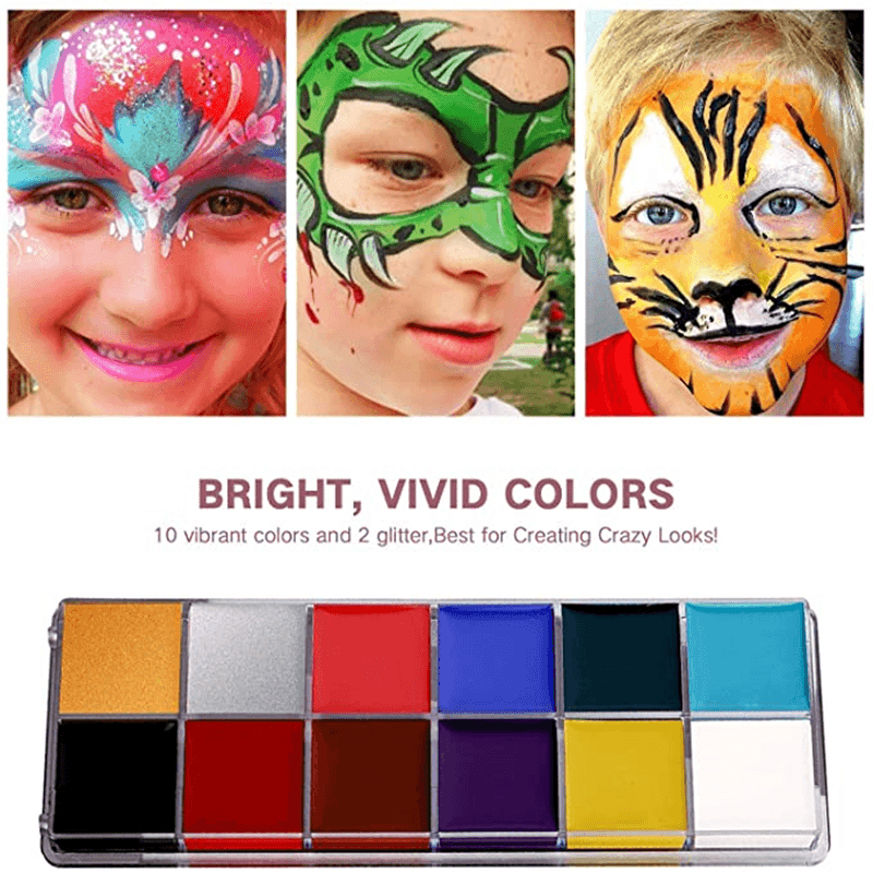 12 couleurs de peinture pour le visage et le corps, kits de peinture à l'huile pour le visage, peinture professionnelle, fête d'Halloween, maquillage fantaisie pour adultes et enfants