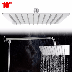 Pommeau de douche à jet carré de 10 pouces 25 x 25 cm en acier inoxydable 304 à haute pression