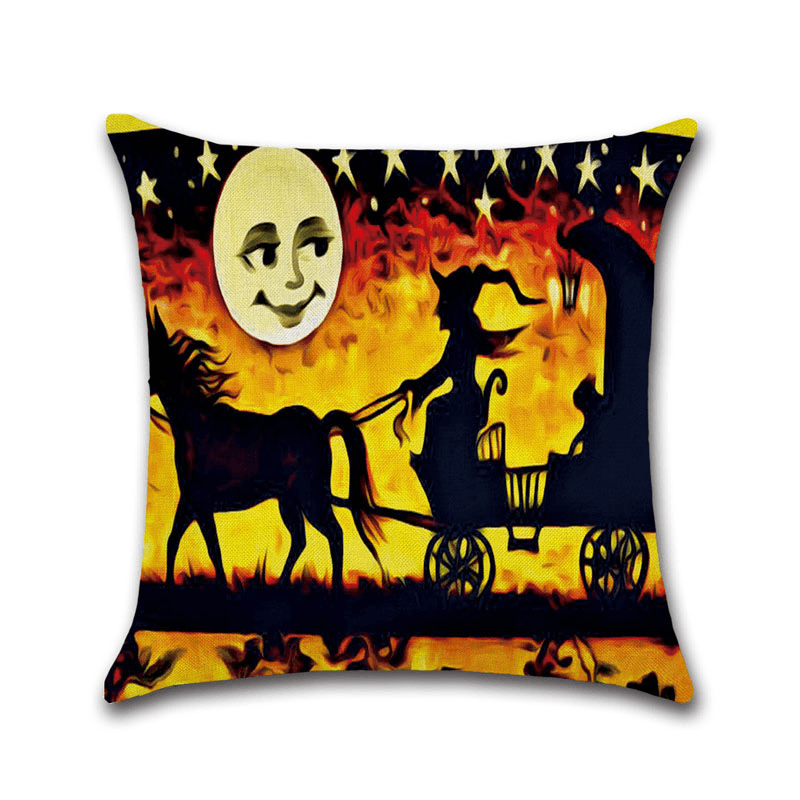 Funda de almohada decorativa con forma de gato y calabaza de la serie Halloween, juguetes de la antigua casa de brujas