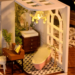 LINDA HABITACIÓN DIY QT-011-B Casa de muñecas Lazy Daily 1:32 Paisaje en miniatura Hogar Regalos creativos con cubierta antipolvo y muebles