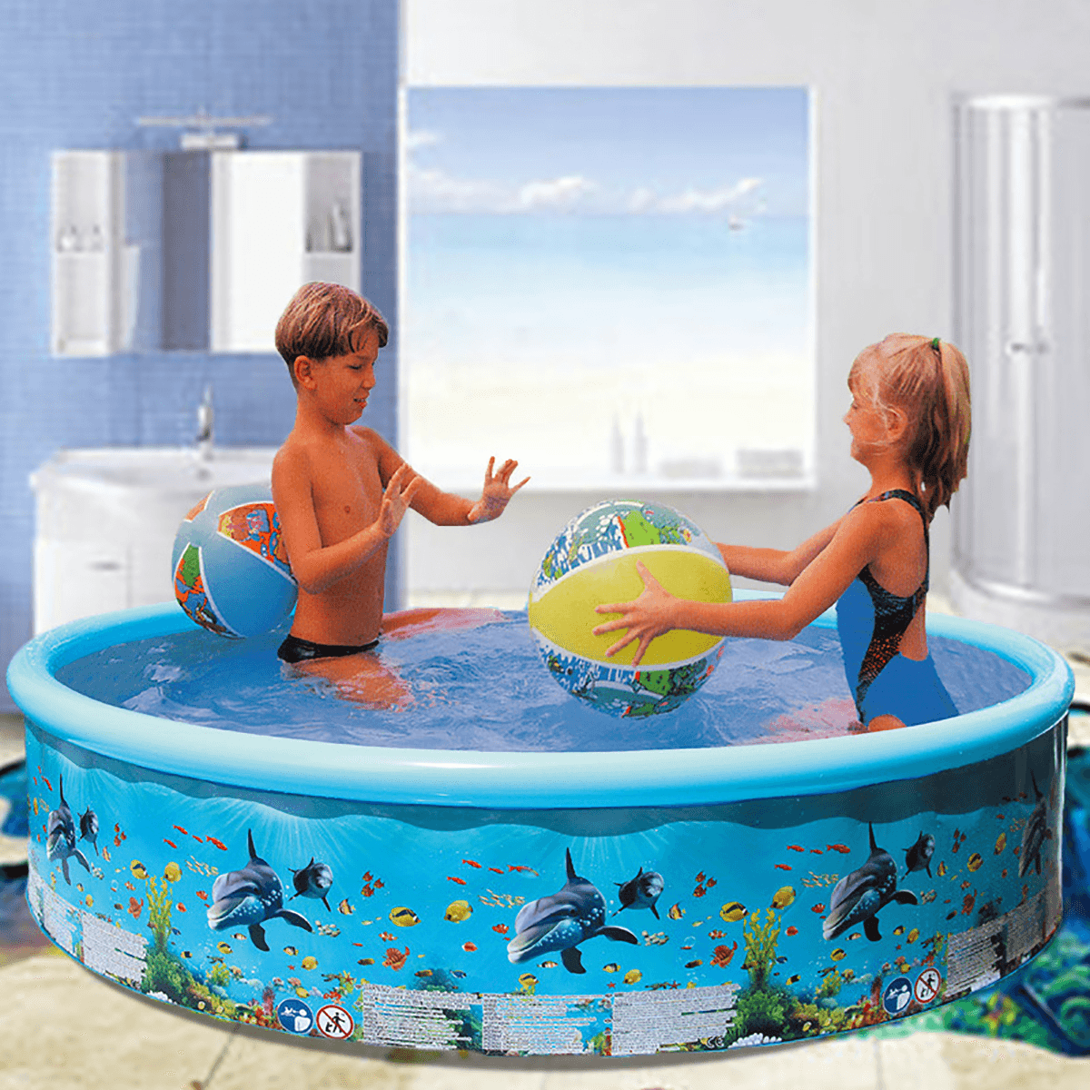 Piscina inflable retráctil de 125/155/186/247 cm, gran piscina familiar de verano para jugar al aire libre, suministros para fiestas para niños y adultos