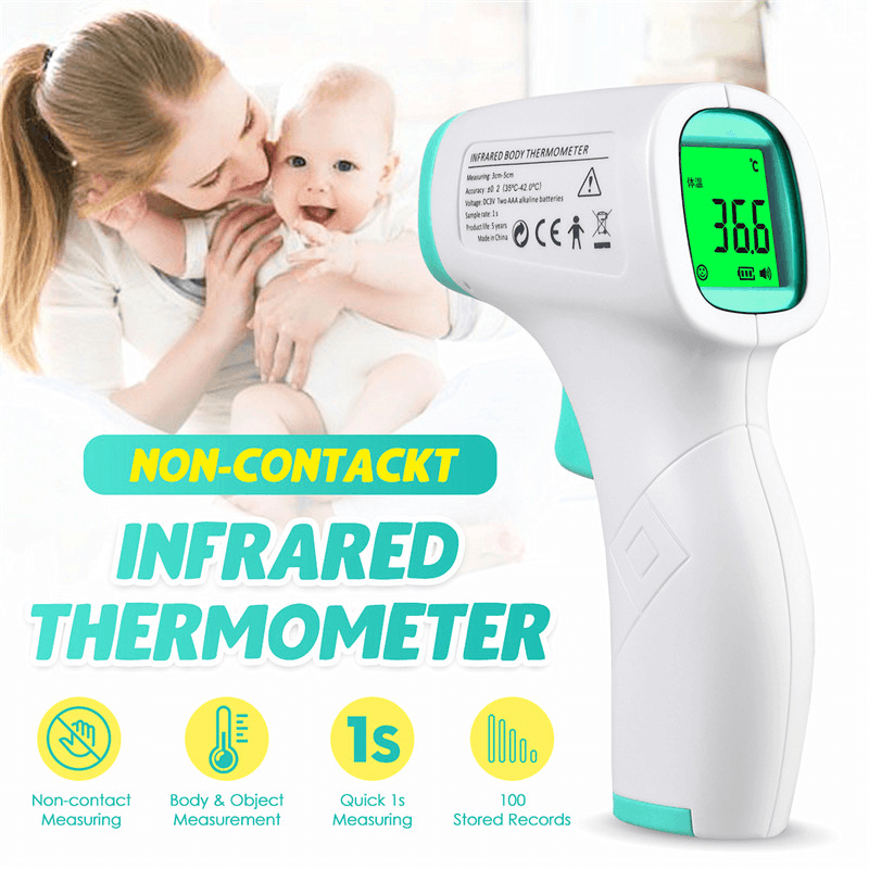 Thermomètre infrarouge électronique frontal portable certifié CE/FDA sans contact LCD numérique testeur de mesure de la température de la fièvre pour bébé adulte enfant thermomètre numérique