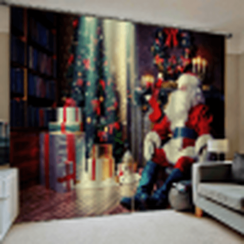 Rideaux occultants imprimés de Noël 132 x 160 cm pour décoration de Noël du salon