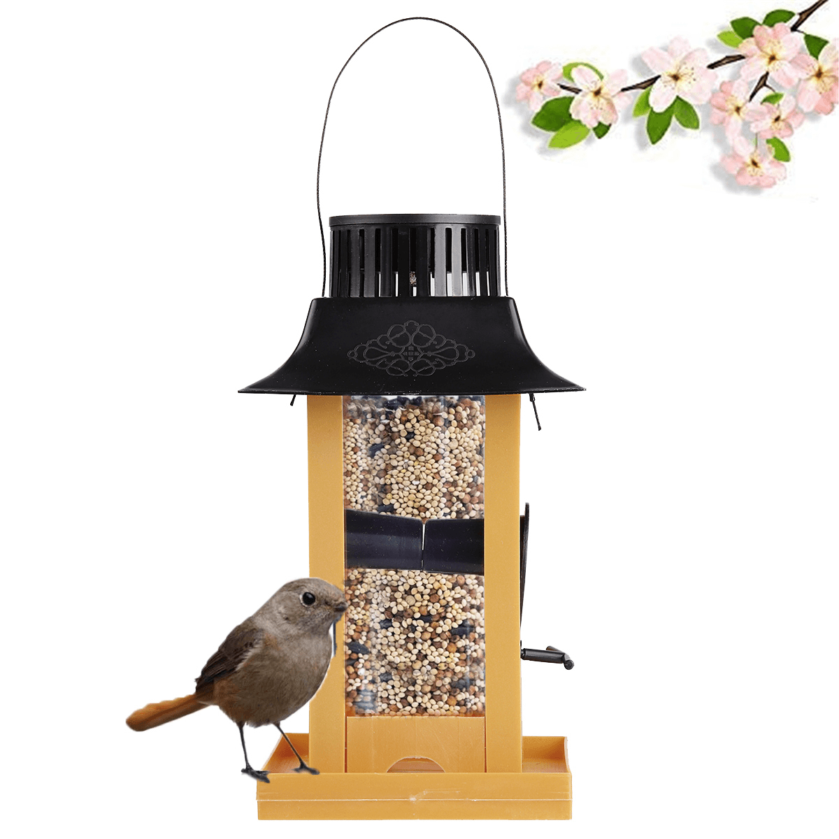 Mangeoire à oiseaux avec lumière LED suspendue pour jardin, cour, extérieur, abreuvoir pour oiseaux, outils pour cour, jardin, décoration extérieure