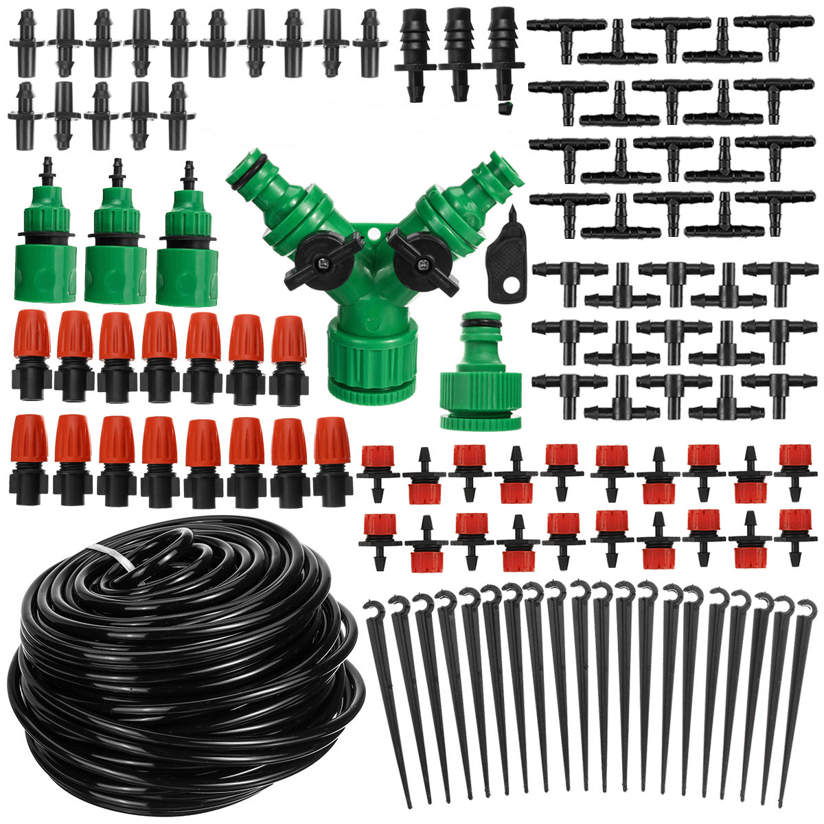 Kit d'arrosage automatique pour jardin, micro-irrigation goutte à goutte, 5/10/15/25/30 m