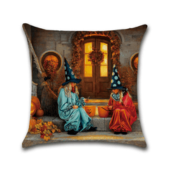 Funda de almohada decorativa con forma de gato y calabaza de la serie Halloween, juguetes de la antigua casa de brujas