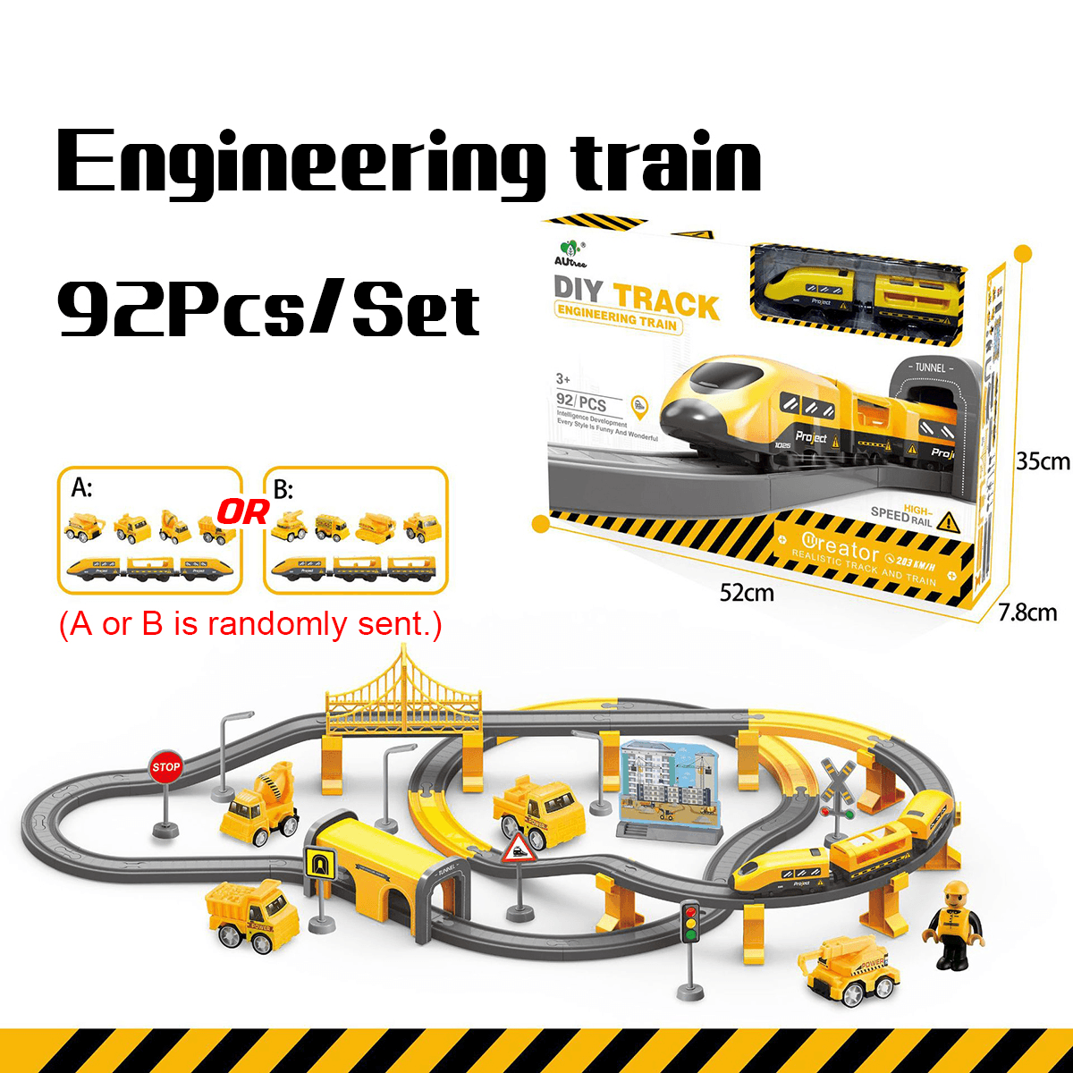 66/92 pièces multi-style bricolage assemblage piste train augmenter l'interaction parent-enfant ensemble de jouets avec effet sonore pour enfants cadeau