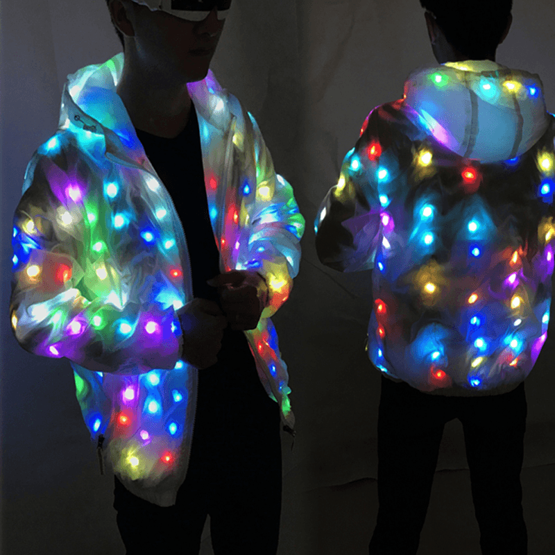 Colorful Leds Halloween Party Light Abrigo Chaqueta Cool Clothing Dance Coat