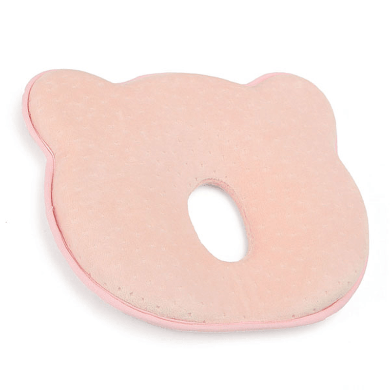 Almohada correctora para cabeza y vértebra cervical de algodón viscoelástico para recién nacidos, 22 x 26 x 3,5 cm, color azul y rosa