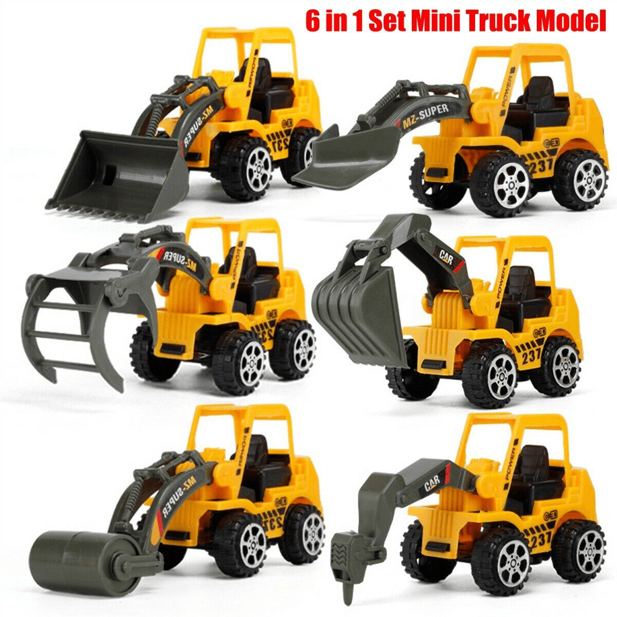 6 PCS Engineering Vehicle Excavator Dozer Toys Vehicle Car Model Kids Gifts