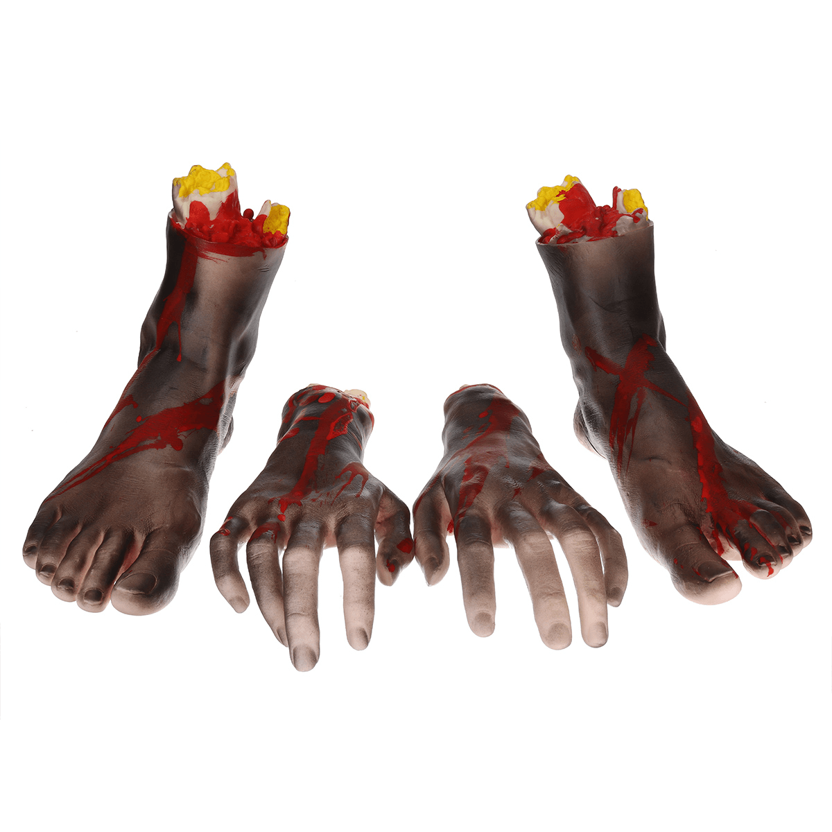 1 paire de mains/pieds en vinyle pour Halloween, mains cassées, accessoires de décoration de scène réalistes, jouet délicat