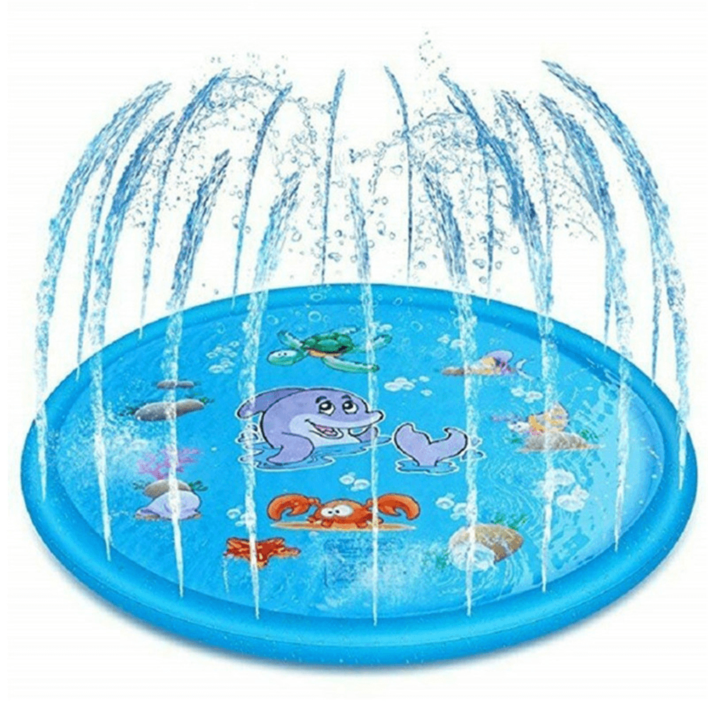 170Mm PVC Blue Sprinkler Play Mat with Cartoon Pattern for Kids Summer Play