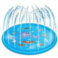 170Mm PVC Blue Sprinkler Play Mat with Cartoon Pattern for Kids Summer Play